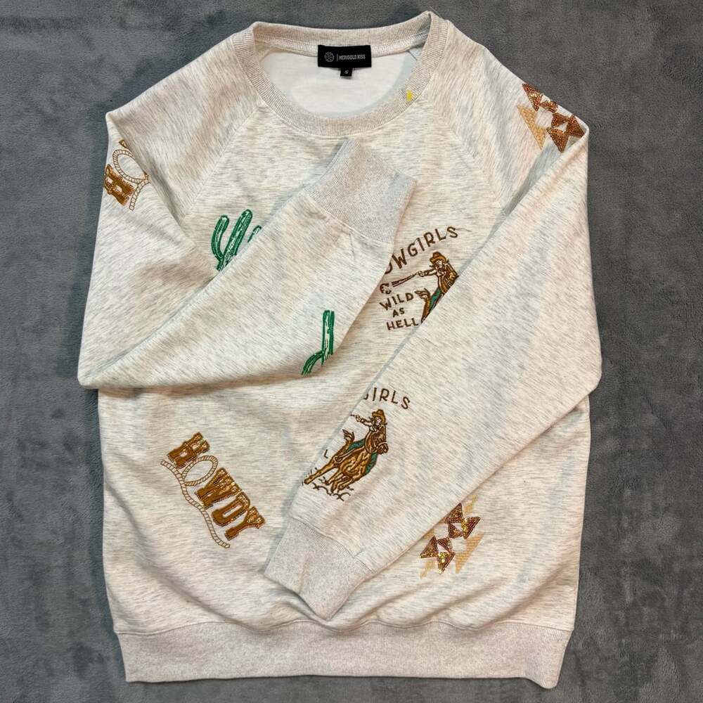 Merigold Kiss Cowgirls Wild As Hell Sweatshirt Size Small western